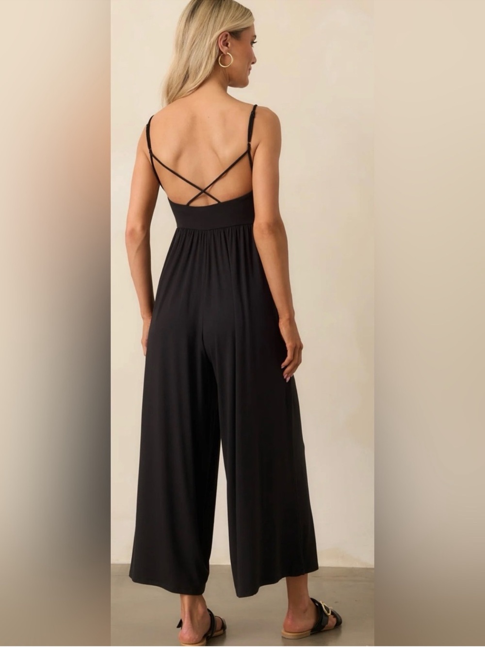Z Supply Black Crisscross-Strap Wide-Leg Jumpsuit